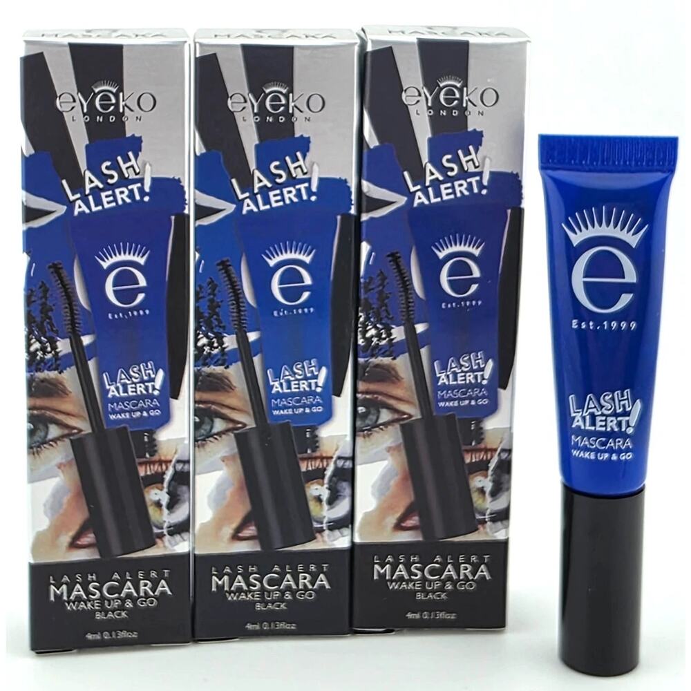 3x Eyeko Lash Alert Wake Up & Go BLACK Mascara .13 oz/4ml Each Travel Size *T981